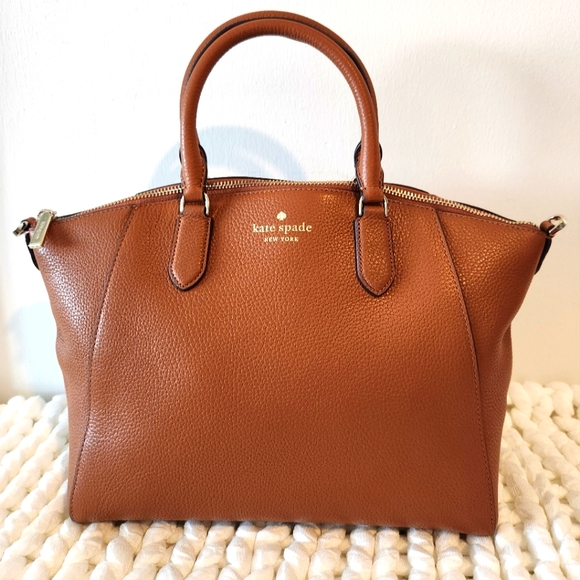 Medium sized, Pebble leather,Kate Spade Caramel Satchel - Picture 1 of 10